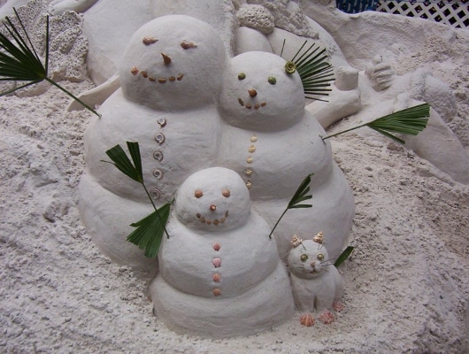 Snow Family with Cat